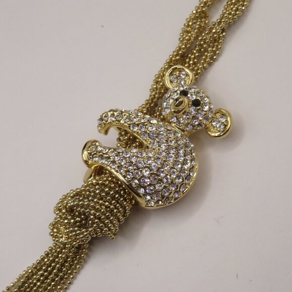 Gold Tone Tassel Rhinestone Koala Bear Necklace - Picture 5 of 14